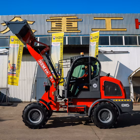 Fornecedor da China Hzm Compacto/Articulado/Multifuncional com CE/Euro 5 Caçamba de motor/Forquilha/Acessórios/Cab/Rops/Roll Bar 816 Minicarregadeira para vendas/Jardim